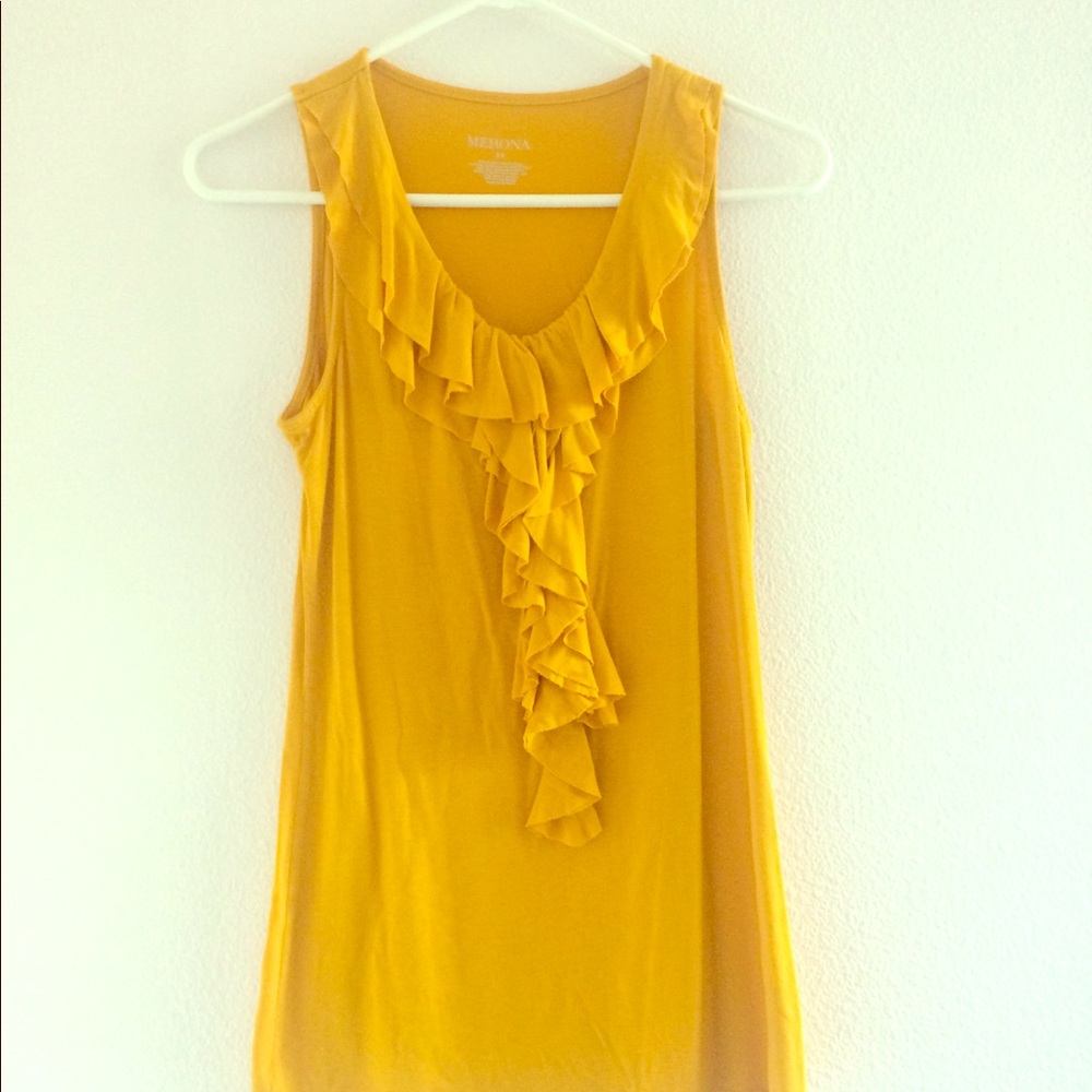Yellow ruffled tank